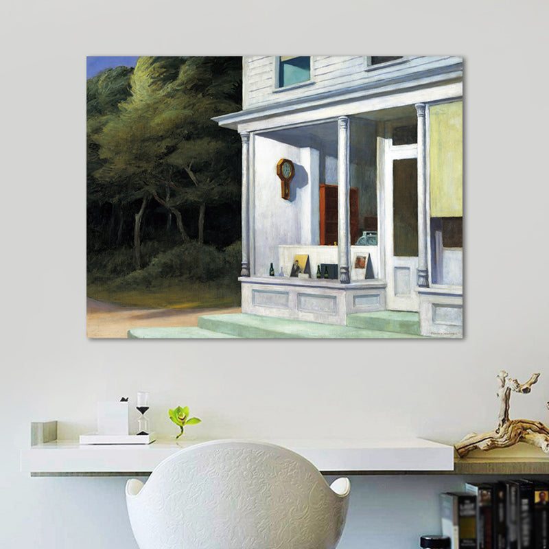 Brehn | Bau und Bäume Malerei in hellen Farben Traditioneller Stil Wandkunst für das Spielzimmer