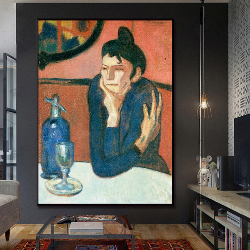 Brehn | Rote traditionelle Wandkunst das Absinth-Trinker Gemälde Leinwanddruck für das Wohnzimmer