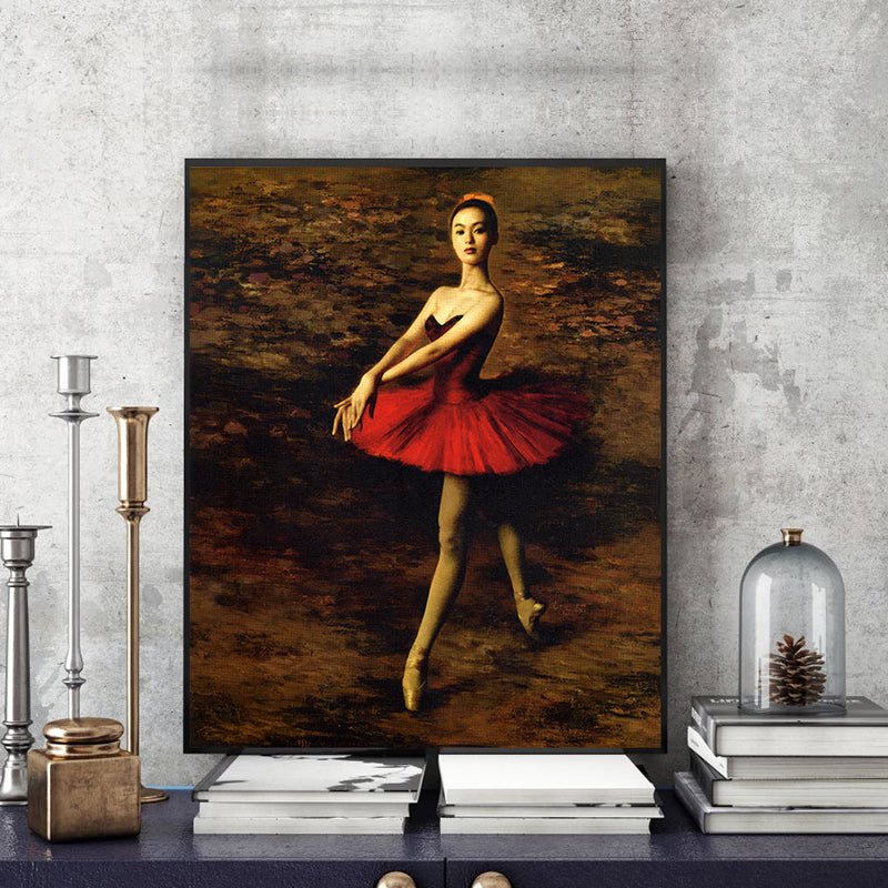 Brehn | Glam Style tanzendes Mädchen Gemälde Pastellfarbe Gästebereich Wandkunst, mehrere Größen