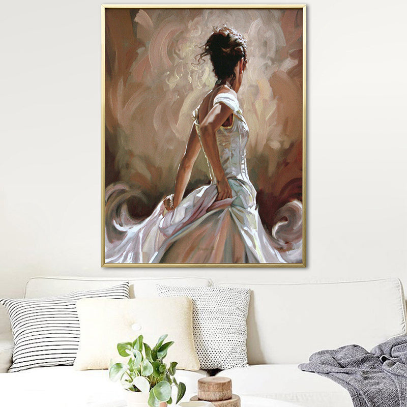 Brehn | Glam Style tanzendes Mädchen Gemälde Pastellfarbe Gästebereich Wandkunst, mehrere Größen