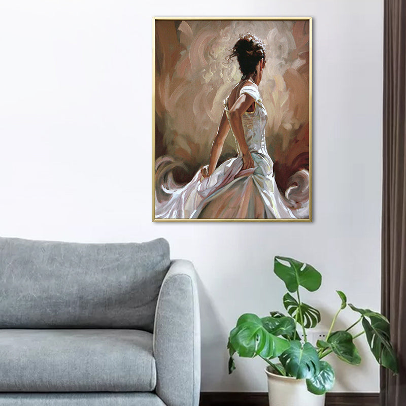 Brehn | Glam Style tanzendes Mädchen Gemälde Pastellfarbe Gästebereich Wandkunst, mehrere Größen