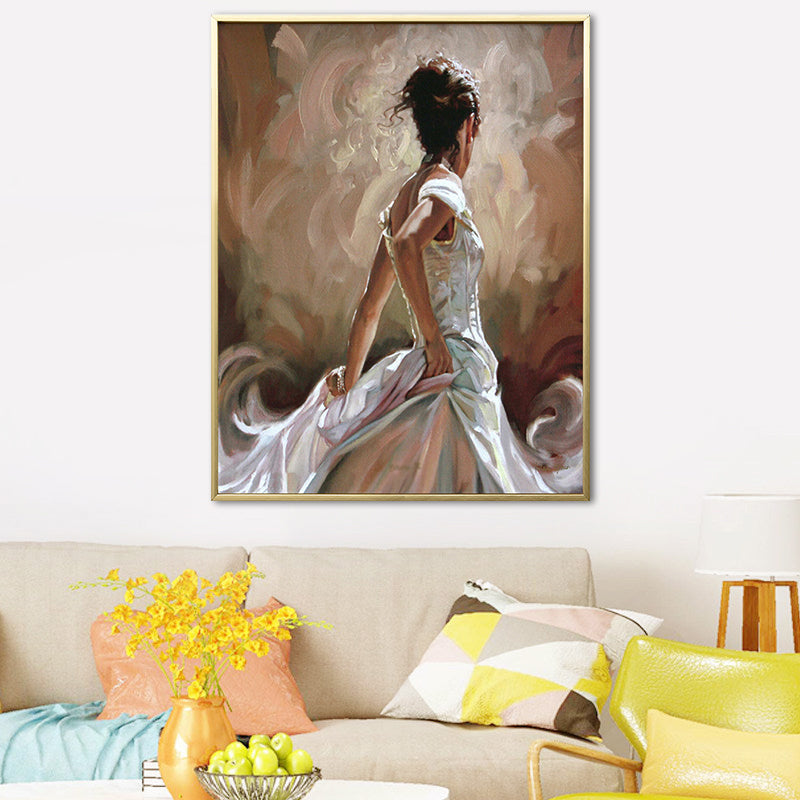 Brehn | Glam Style tanzendes Mädchen Gemälde Pastellfarbe Gästebereich Wandkunst, mehrere Größen