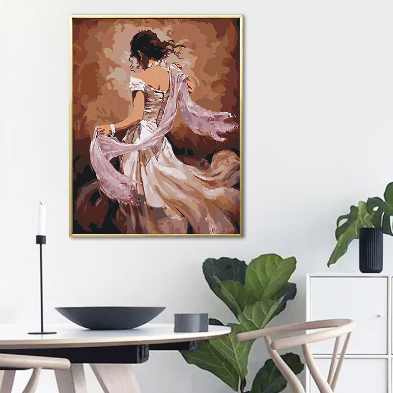 Brehn | Glam Style tanzendes Mädchen Gemälde Pastellfarbe Gästebereich Wandkunst, mehrere Größen