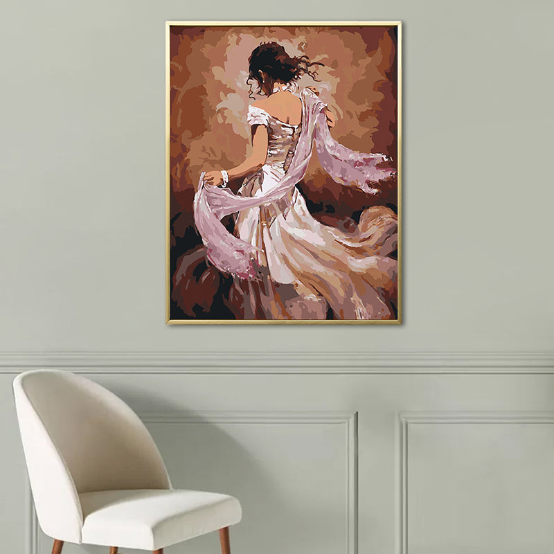 Brehn | Glam Style tanzendes Mädchen Gemälde Pastellfarbe Gästebereich Wandkunst, mehrere Größen