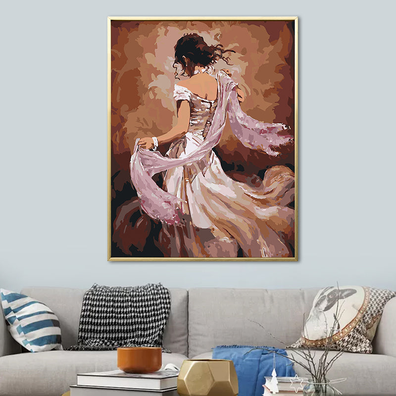 Brehn | Glam Style tanzendes Mädchen Gemälde Pastellfarbe Gästebereich Wandkunst, mehrere Größen
