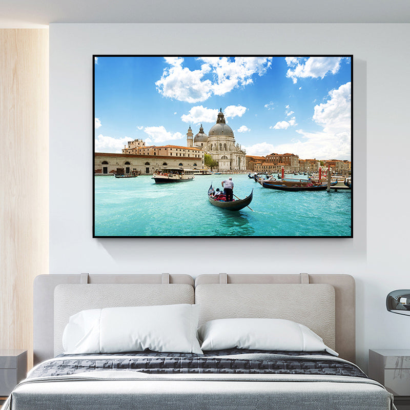 Brehn | Skandinavische Wasserstadt Eingewickelte Leinwand Weiche Farbe für Zeichenzimmer Wandkunst Druck