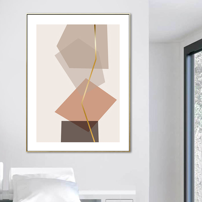 Brehn | Illustration Geometrische Wandkunst Dekor Skandinavischer Strukturierter Leinendruck für das Wohnzimmer