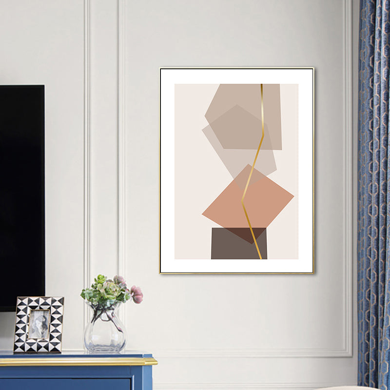 Brehn | Illustration Geometrische Wandkunst Dekor Skandinavischer Strukturierter Leinendruck für das Wohnzimmer