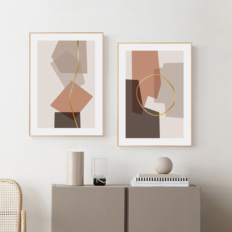 Brehn | Illustration Geometrische Wandkunst Dekor Skandinavischer Strukturierter Leinendruck für das Wohnzimmer