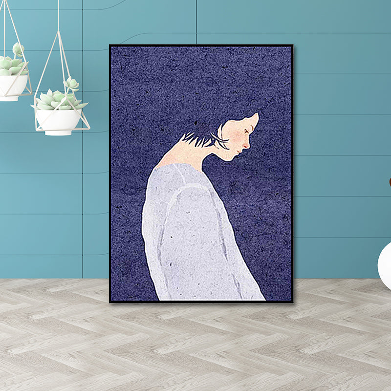 Brehn | Nordic Woman Kunstdruck Leinwand Texturiert Lila Wanddekoration für das Wohnzimmer, Mehrere Größen