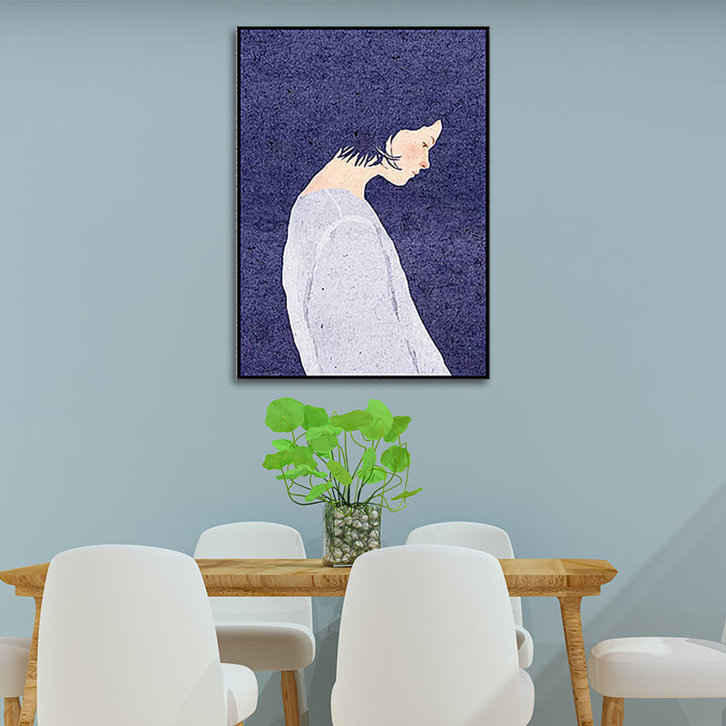 Brehn | Nordic Woman Kunstdruck Leinwand Texturiert Lila Wanddekoration für das Wohnzimmer, Mehrere Größen