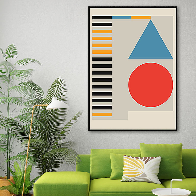 Brehn | Pastellfarbige geometrische Wanddekoration nordische texturierte umwickelte Leinwand für das Wohnzimmer