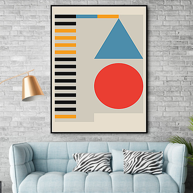 Brehn | Pastellfarbige geometrische Wanddekoration nordische texturierte umwickelte Leinwand für das Wohnzimmer