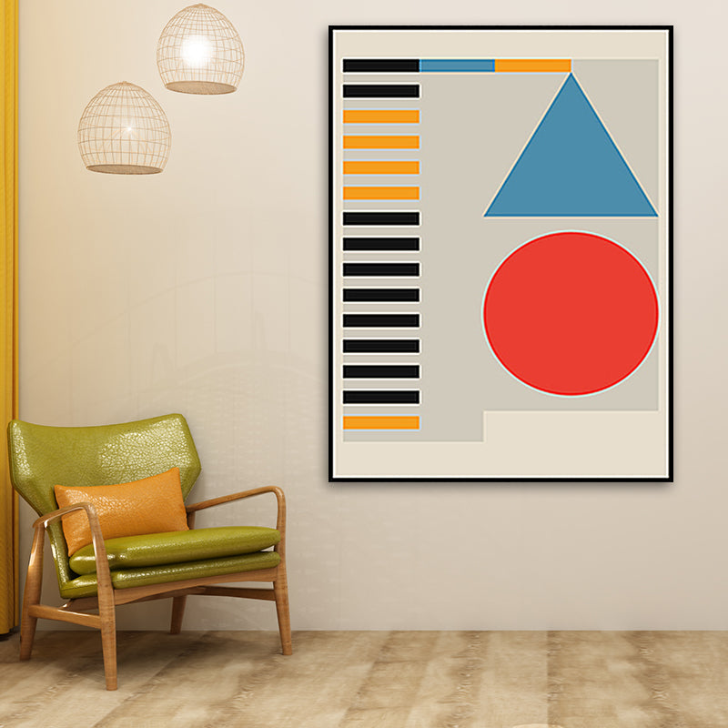 Brehn | Pastellfarbige geometrische Wanddekoration nordische texturierte umwickelte Leinwand für das Wohnzimmer