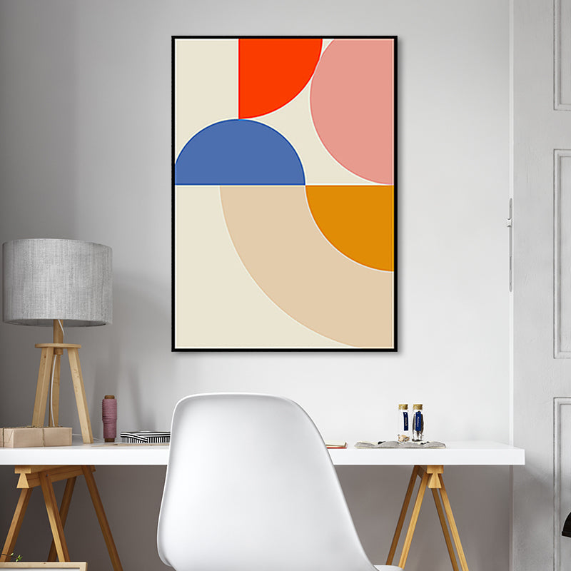 Brehn | Pastellfarbige geometrische Wanddekoration nordische texturierte umwickelte Leinwand für das Wohnzimmer