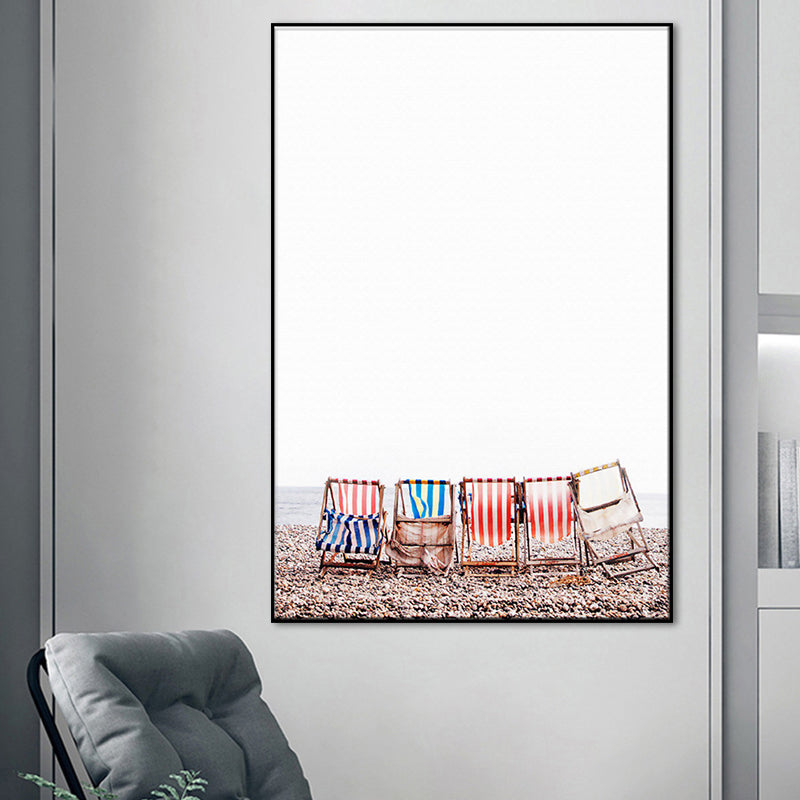 Brehn | Buntes Küstenszenen-Leinwandbild Texturierte Oberfläche Wandkunst Dekor für das Esszimmer