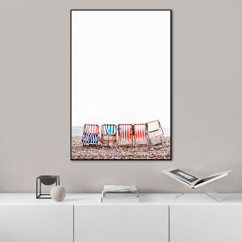 Brehn | Buntes Küstenszenen-Leinwandbild Texturierte Oberfläche Wandkunst Dekor für das Esszimmer