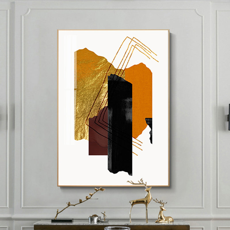 Brehn | Mixed Media Glam Canvas Wandkunst mit abstraktem Muster in dunkler Farbe für das Schlafzimmer