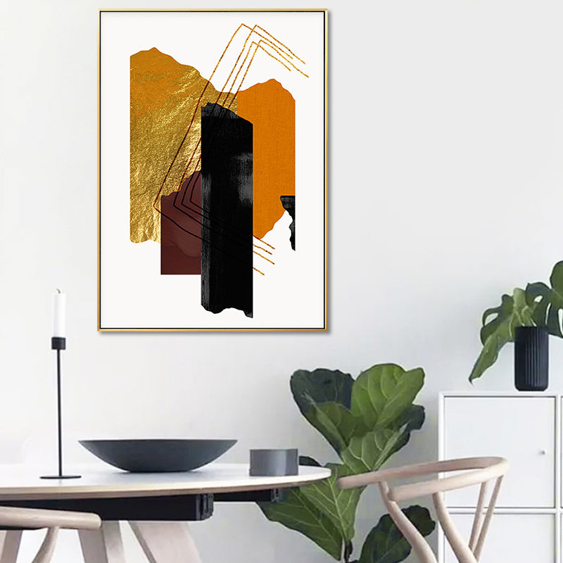 Brehn | Mixed Media Glam Canvas Wandkunst mit abstraktem Muster in dunkler Farbe für das Schlafzimmer