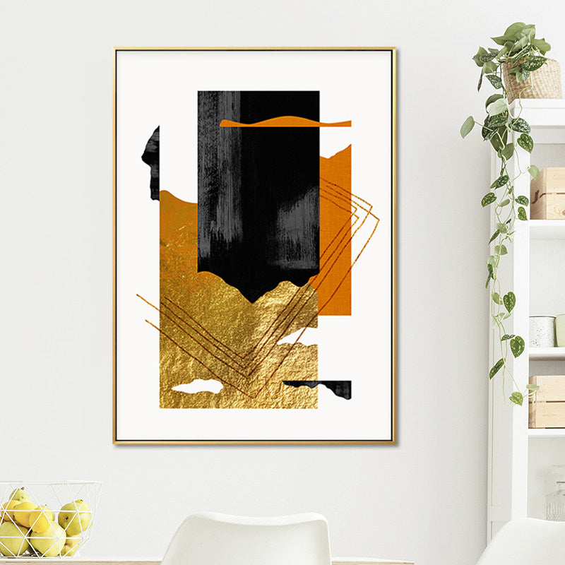 Brehn | Mixed Media Glam Canvas Wandkunst mit abstraktem Muster in dunkler Farbe für das Schlafzimmer