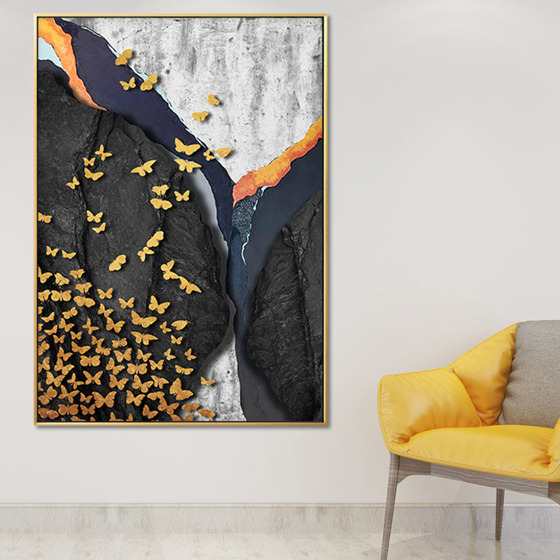 Brehn | Mixed Media Glam Canvas Wandkunst mit abstraktem Muster in dunkler Farbe für das Schlafzimmer