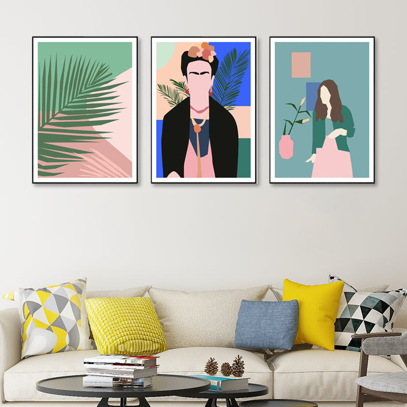 Brehn | Blatt und Menschen Leinwand Wandkunst Set Skandinavisches Esszimmer Gemälde (Verschiedene Größen)