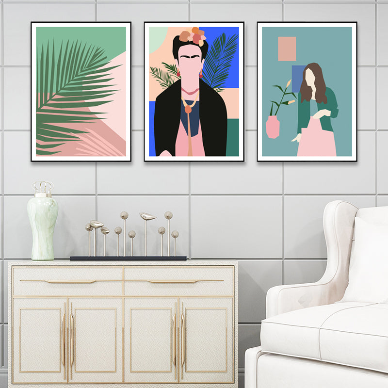 Brehn | Blatt und Menschen Leinwand Wandkunst Set Skandinavisches Esszimmer Gemälde (Verschiedene Größen)