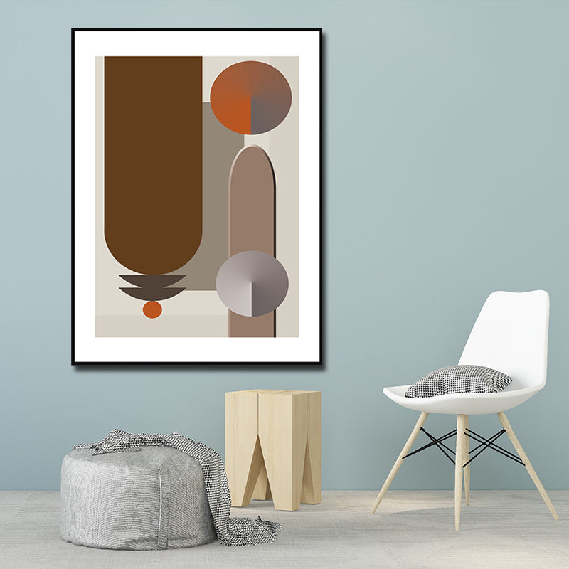 Brehn | Dunkel Color Geometrische Wandkunst Texturiert Nordisch Esszimmer Umwickelte Leinwand, Mehrere Größen