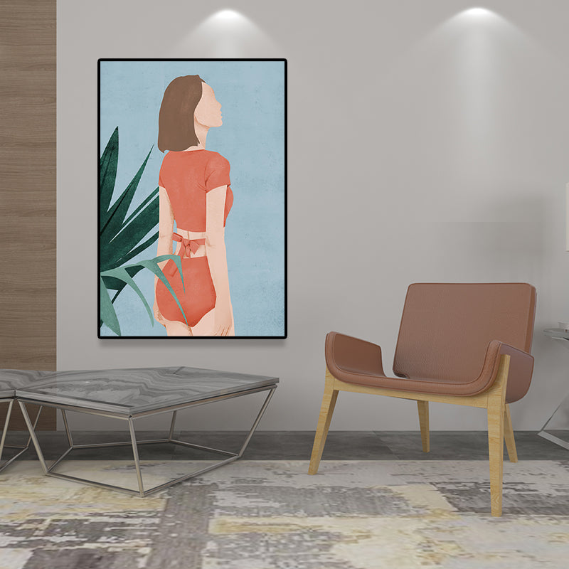 Brehn | Skandinavische Mode Mädchen Wanddekoration Pastellfarben Leinwanddruck für das Wohnzimmer (Mehrere Größen)