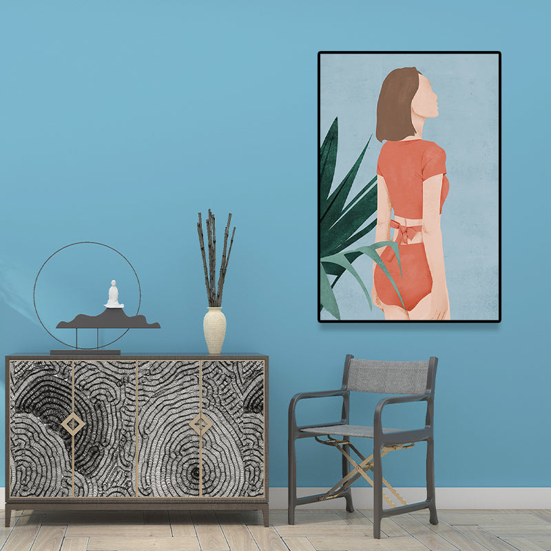 Brehn | Skandinavische Mode Mädchen Wanddekoration Pastellfarben Leinwanddruck für das Wohnzimmer (Mehrere Größen)
