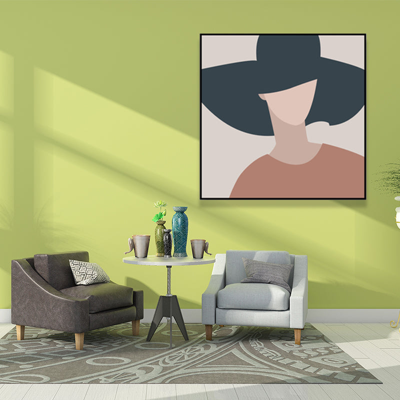 Brehn | Dunkel colorierte Mode Frauen Wandkunst Texturiertes quadratisches eingewickeltes Canvas für das Wohnzimmer