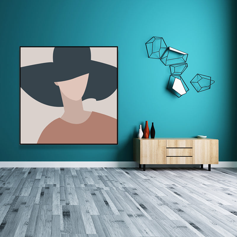 Brehn | Dunkel colorierte Mode Frauen Wandkunst Texturiertes quadratisches eingewickeltes Canvas für das Wohnzimmer