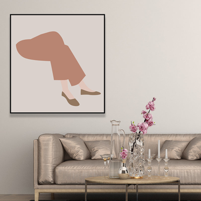 Brehn | Dunkel colorierte Mode Frauen Wandkunst Texturiertes quadratisches eingewickeltes Canvas für das Wohnzimmer