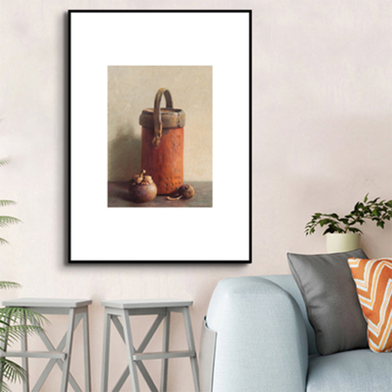 Brehn | Skandinavische Illustrationen Eimer Wandkunst Deko Orange Leinwanddruck für das Wohnzimmer