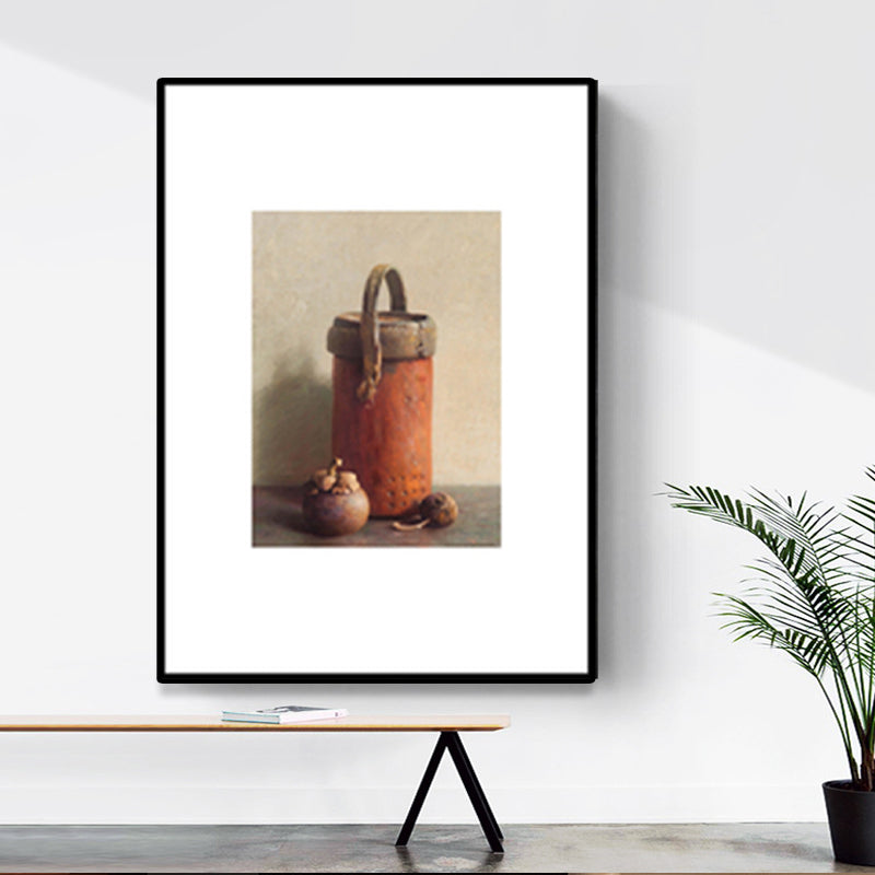 Brehn | Skandinavische Illustrationen Eimer Wandkunst Deko Orange Leinwanddruck für das Wohnzimmer