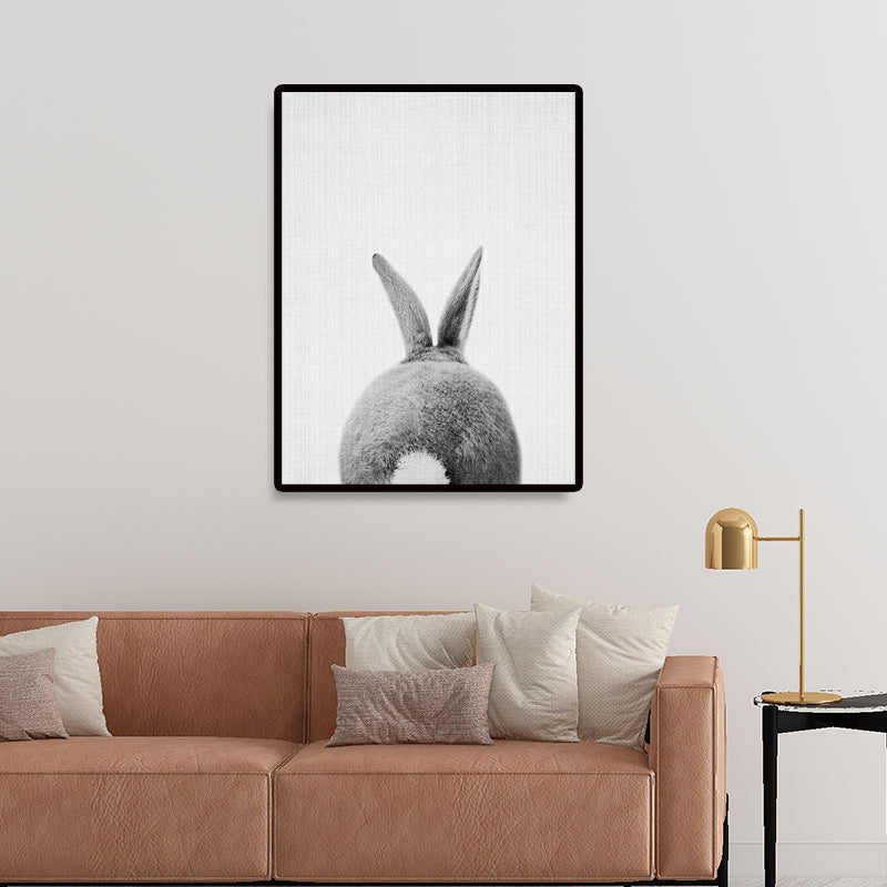 Brehn | Graue Kaninchen Wandkunst Dekor Tier Moderner Stil Texturiertes Leinwanddruck für Kinderzimmer