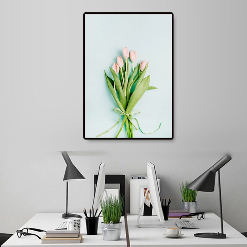 Brehn | Pflanze Bouquet Kunstdruck Nordische Leinwand Wanddekoration in Pastellfarbe, Texturierte Oberfläche