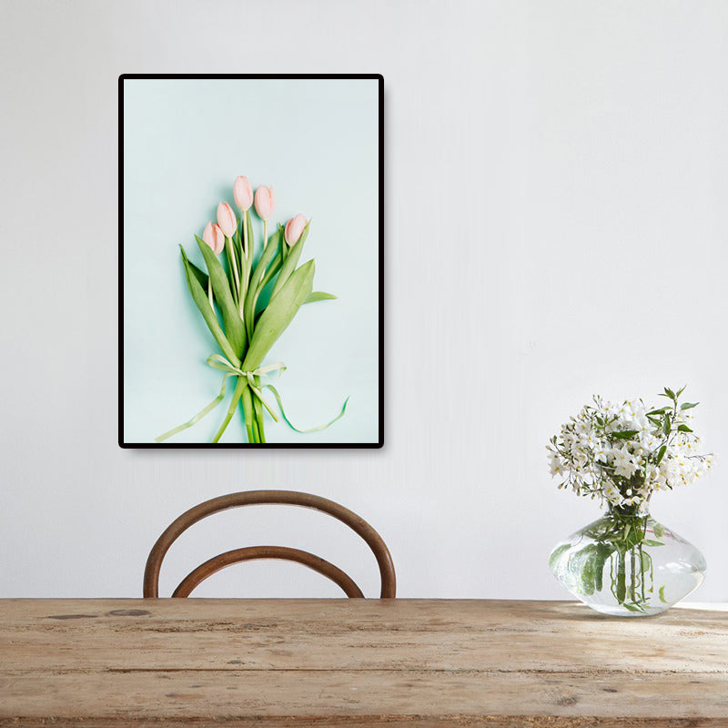 Brehn | Pflanze Bouquet Kunstdruck Nordische Leinwand Wanddekoration in Pastellfarbe, Texturierte Oberfläche