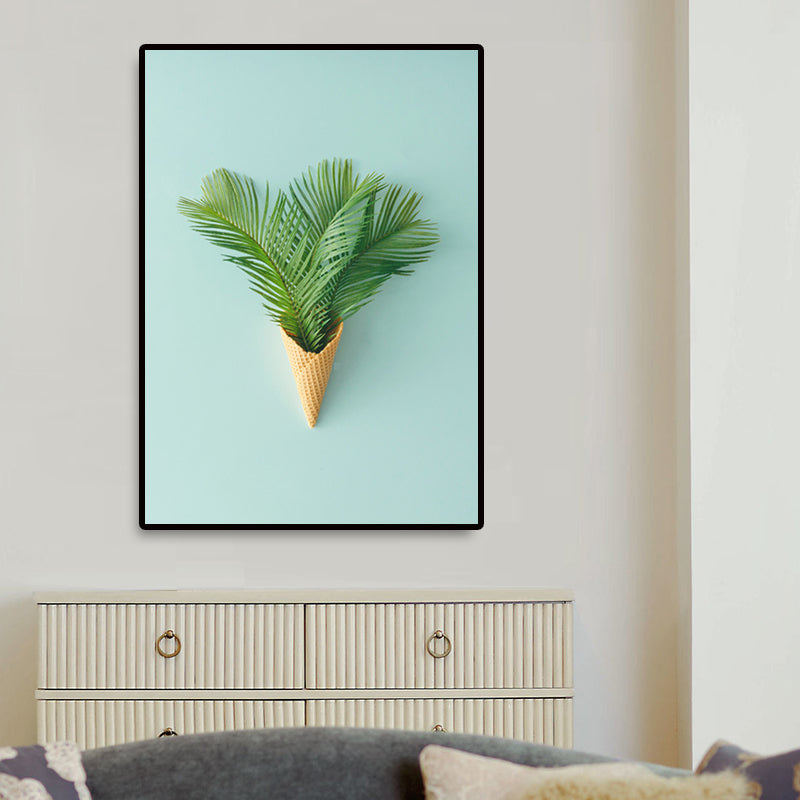 Brehn | Pflanze Bouquet Kunstdruck Nordische Leinwand Wanddekoration in Pastellfarbe, Texturierte Oberfläche