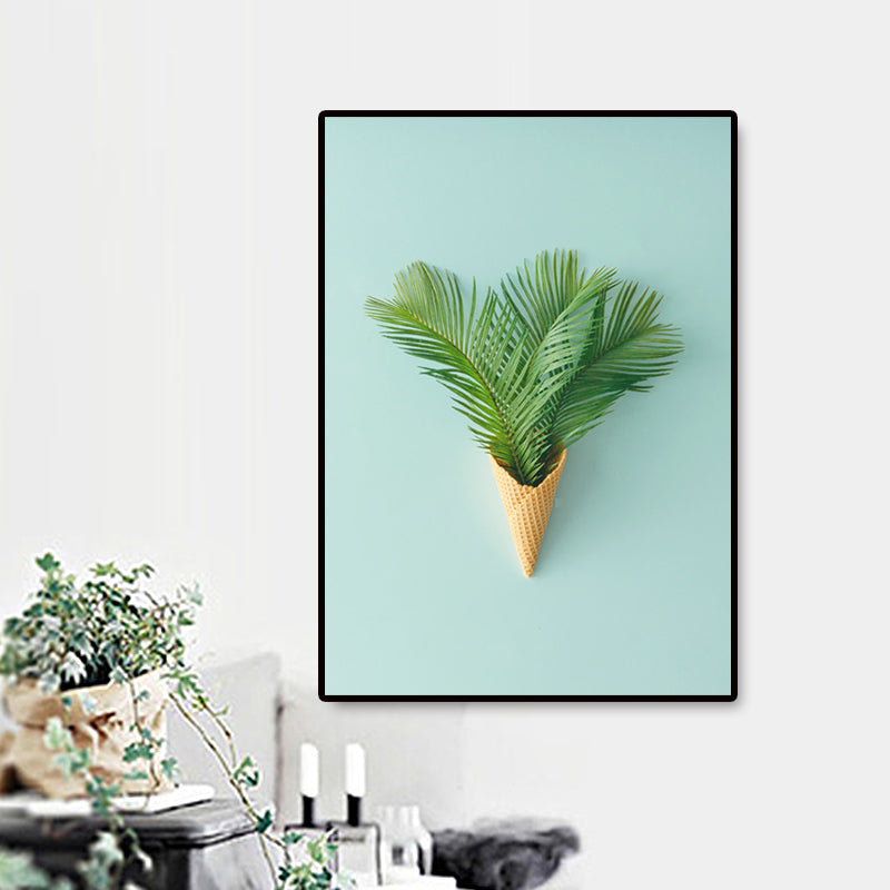 Brehn | Pflanze Bouquet Kunstdruck Nordische Leinwand Wanddekoration in Pastellfarbe, Texturierte Oberfläche