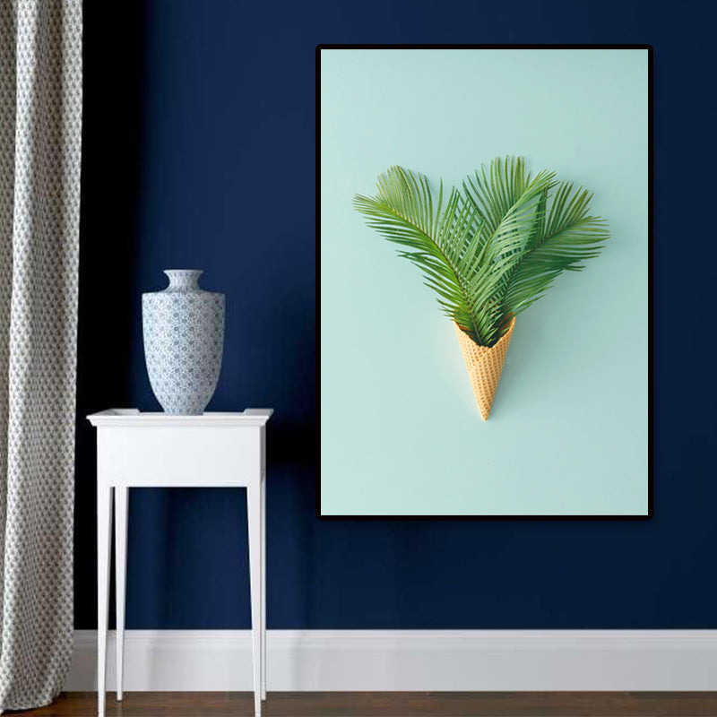 Brehn | Pflanze Bouquet Kunstdruck Nordische Leinwand Wanddekoration in Pastellfarbe, Texturierte Oberfläche