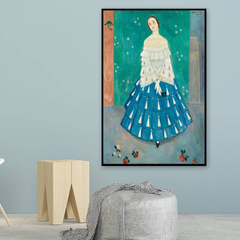 Brehn | Pastellfarbe Maidporträt Gemälde Texturiert Traditionelle Mädchen Schlafzimmer Wandkunst