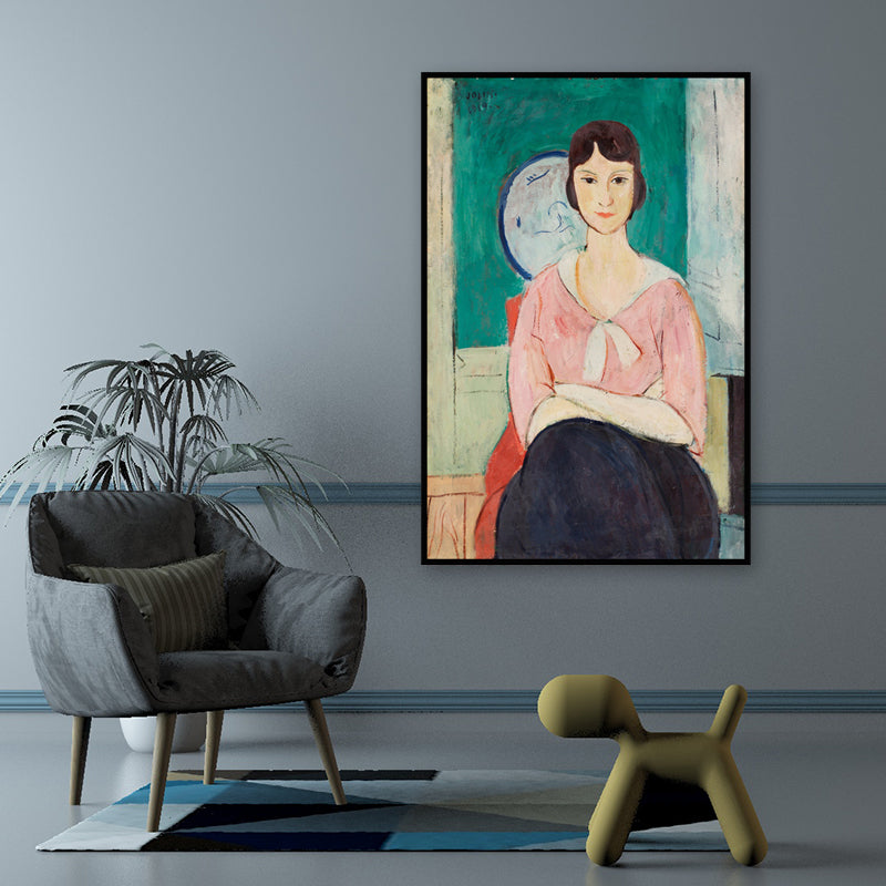 Brehn | Pastellfarbe Maidporträt Gemälde Texturiert Traditionelle Mädchen Schlafzimmer Wandkunst