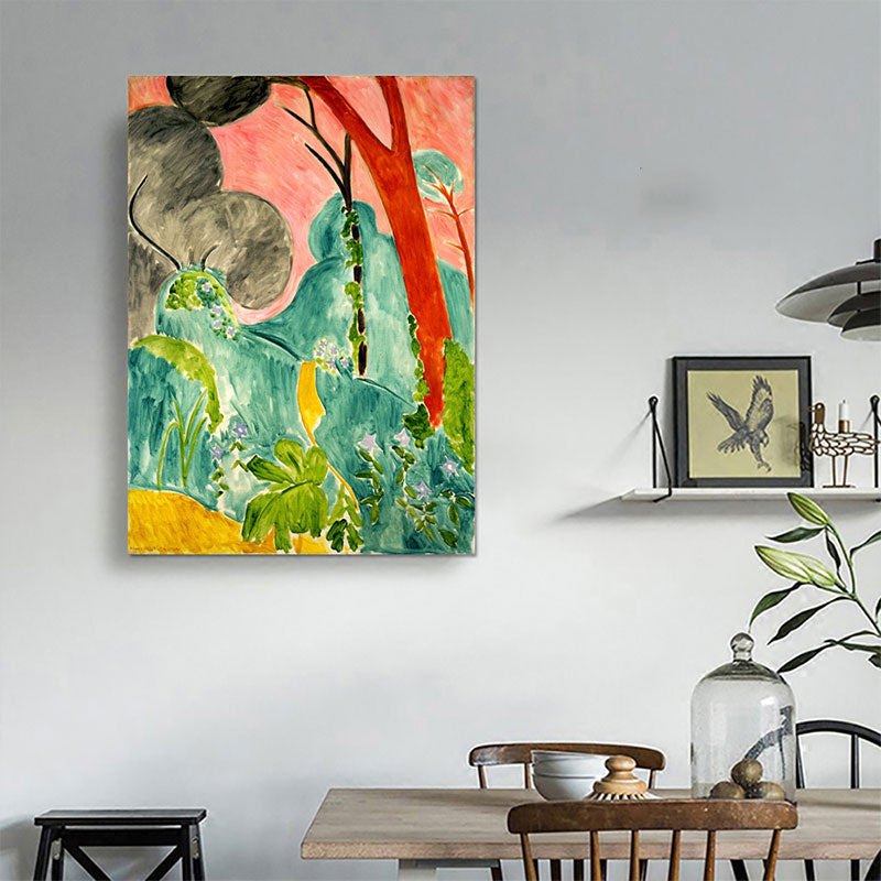 Brehn | Botanische Strauchmalerei Wandkunst Dekor Bauernhaus Texturierte Leinwanddruck in Grün