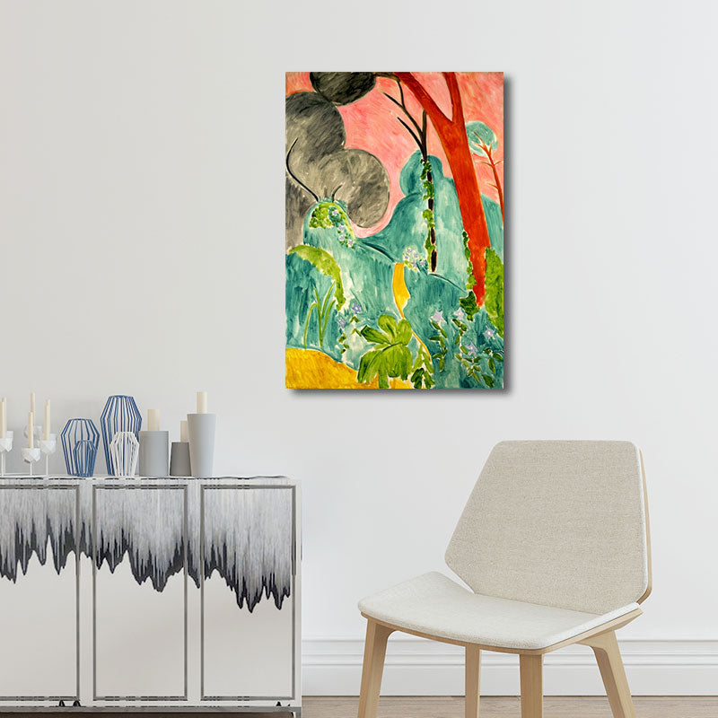 Brehn | Botanische Strauchmalerei Wandkunst Dekor Bauernhaus Texturierte Leinwanddruck in Grün