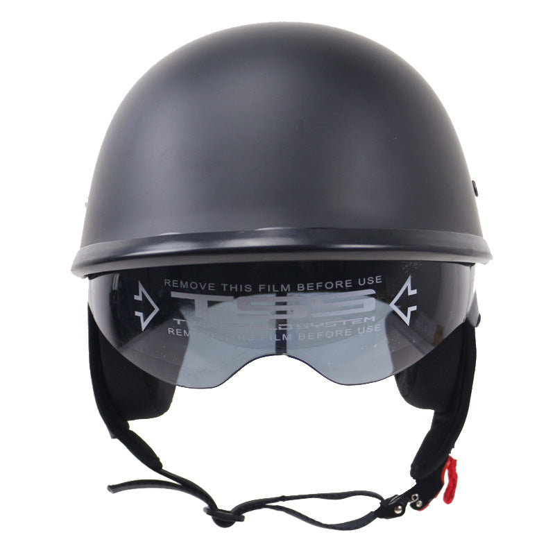 Klassischer Halbschalen-Motorradhelm mit Visier Brehn
