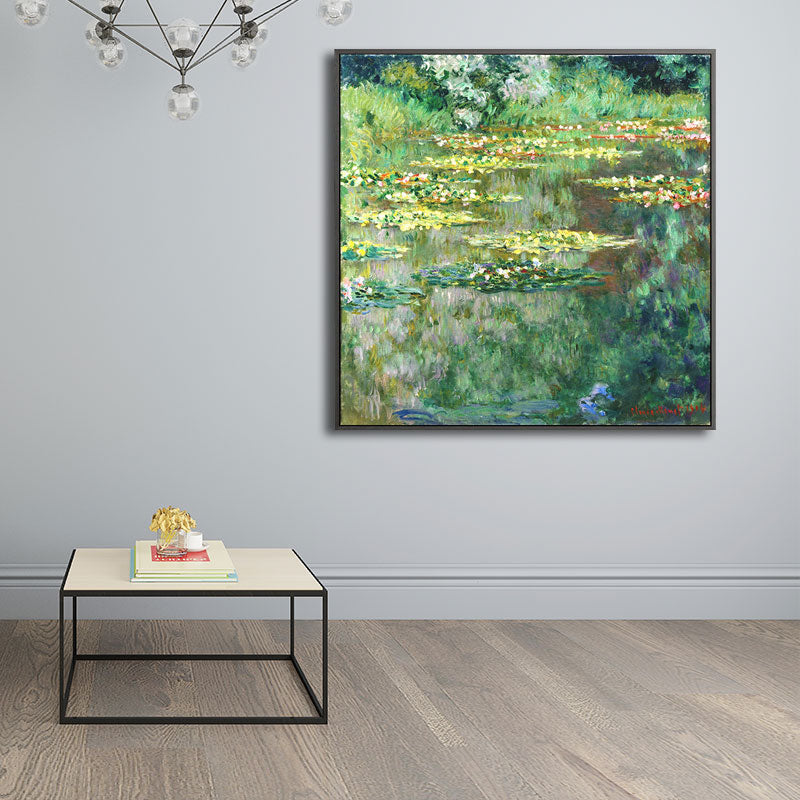 Brehn | Malerische Lotus-Teich-Leinwandkunst für Wohnzimmer Landschaftsgemälde in leuchtenden Farben