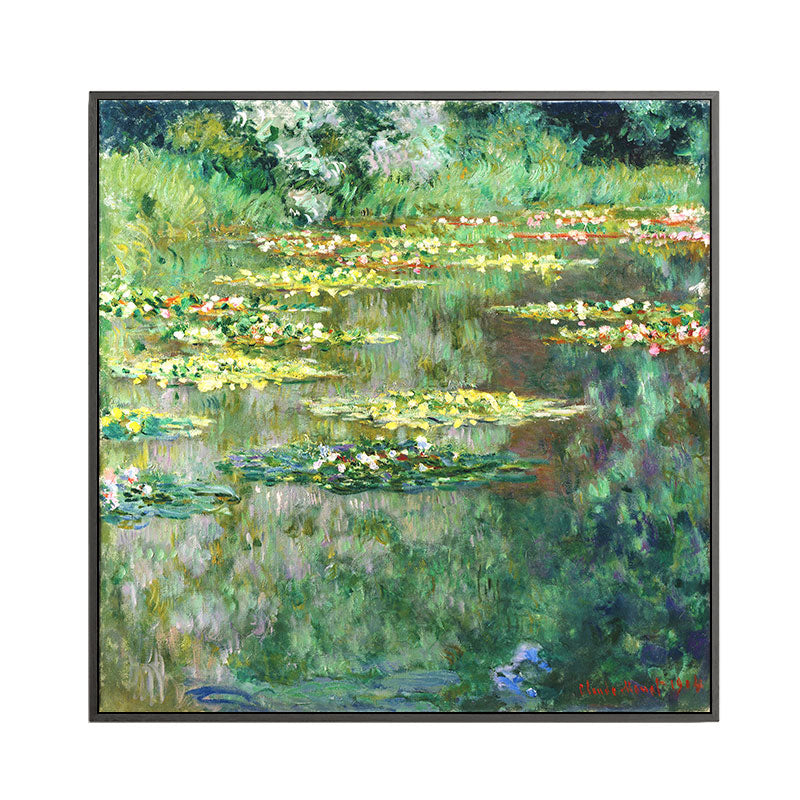 Brehn | Malerische Lotus-Teich-Leinwandkunst für Wohnzimmer Landschaftsgemälde in leuchtenden Farben