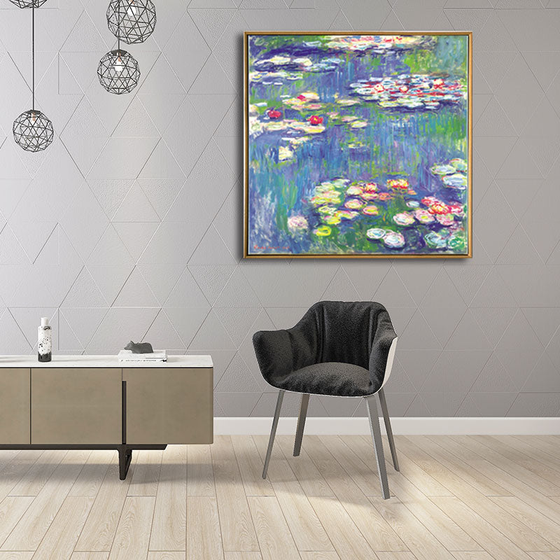 Brehn | Malerische Lotus-Teich-Leinwandkunst für Wohnzimmer Landschaftsgemälde in leuchtenden Farben