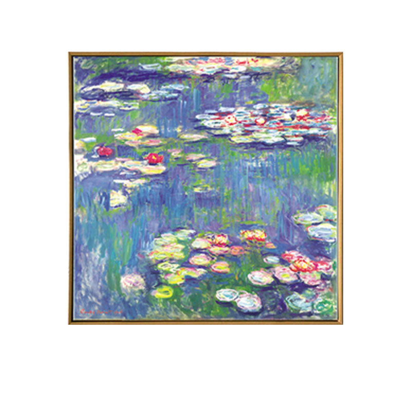 Brehn | Malerische Lotus-Teich-Leinwandkunst für Wohnzimmer Landschaftsgemälde in leuchtenden Farben